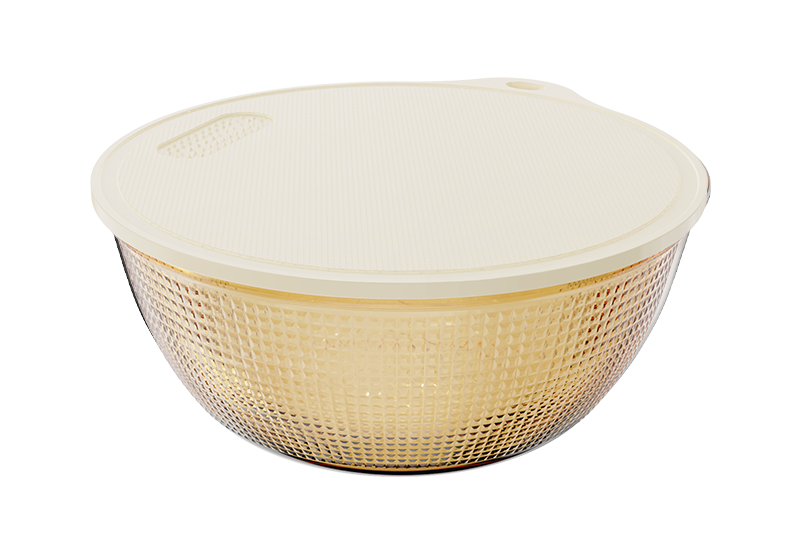 Diamond-Textured Amber Borosilicate Glass Salad & Serving Bowl with Lid – 3360 ml, product code 38478