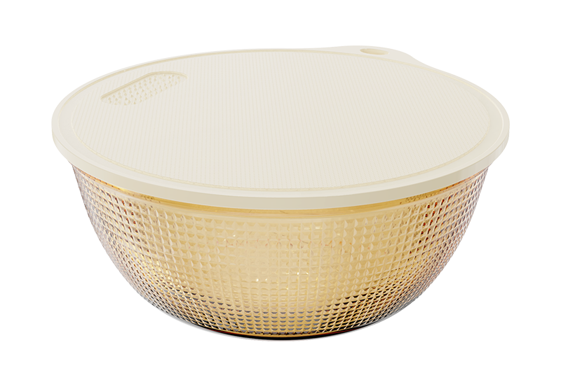 Diamond-Textured Amber Borosilicate Glass Salad & Serving Bowl with Lid – 4200 ml, product code 38479