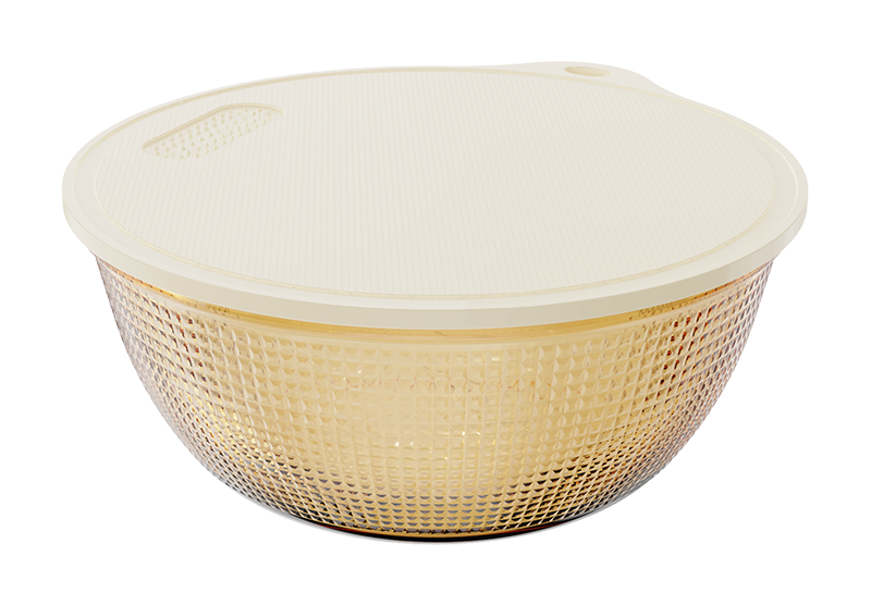 Diamond-Textured Amber Borosilicate Glass Salad & Serving Bowl with Lid – 5250 ml, product code 38480