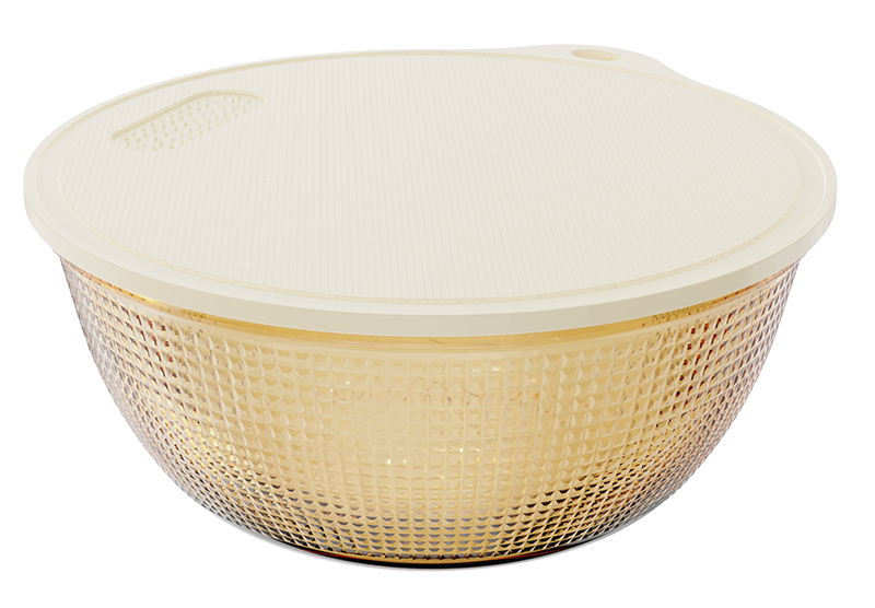 Diamond-Textured Amber Borosilicate Glass Salad & Serving Bowl with Lid – 6400 ml, product code 38481