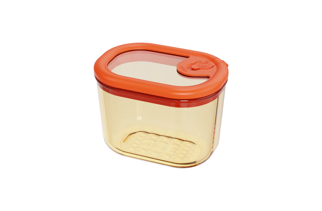 Amber Borosilicate Glass Food Container with Silicone and Tempered Glass Lid – 330 ml, product code 5321