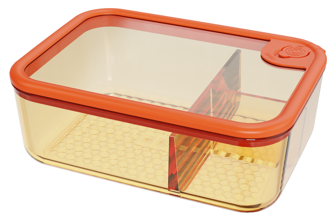 Amber Borosilicate Glass 3-Compartment Food Container with Silicone and Tempered Glass Lid – 1720 ml, product code 5329