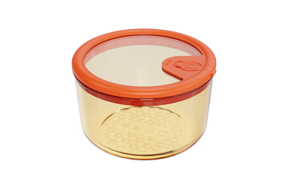 Amber Borosilicate Glass Food Container with Silicone and Tempered Glass Lid – 650 ml, product code 5332