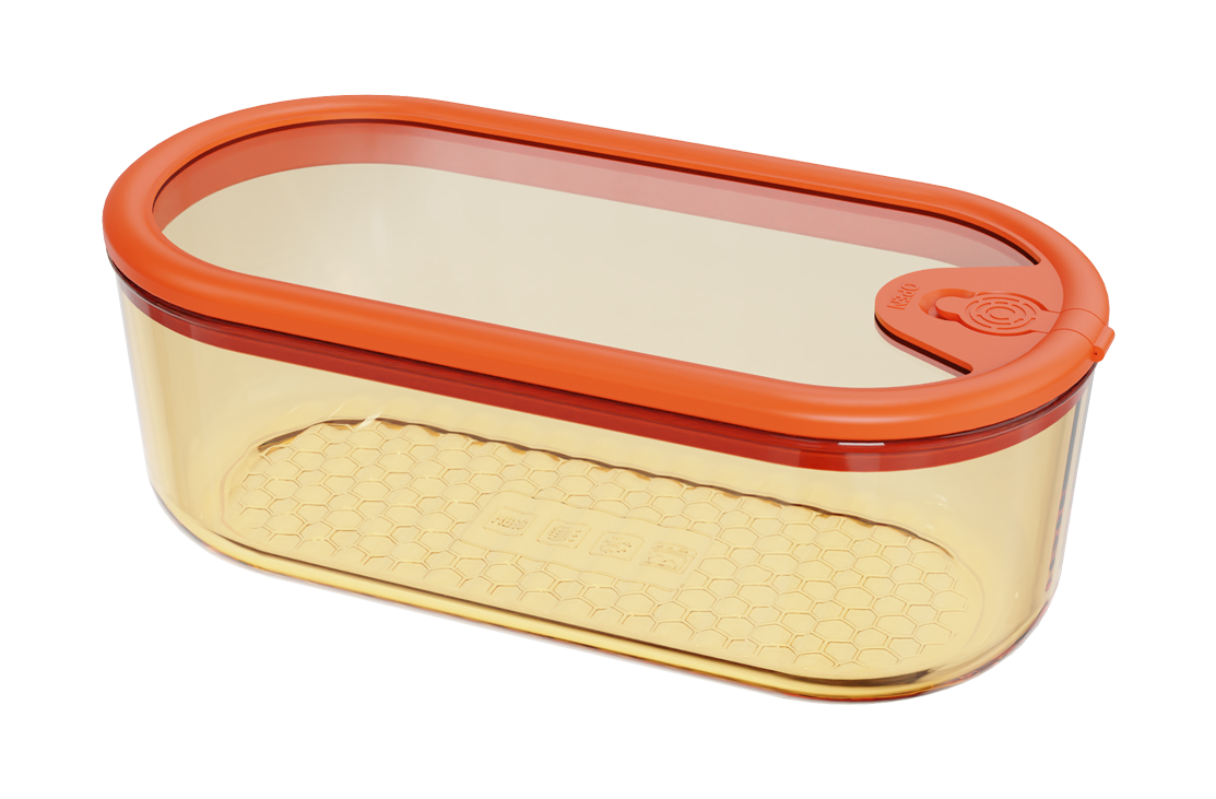 Amber Borosilicate Glass Food Container with Silicone and Tempered Glass Lid – 1090 ml, product code 5333