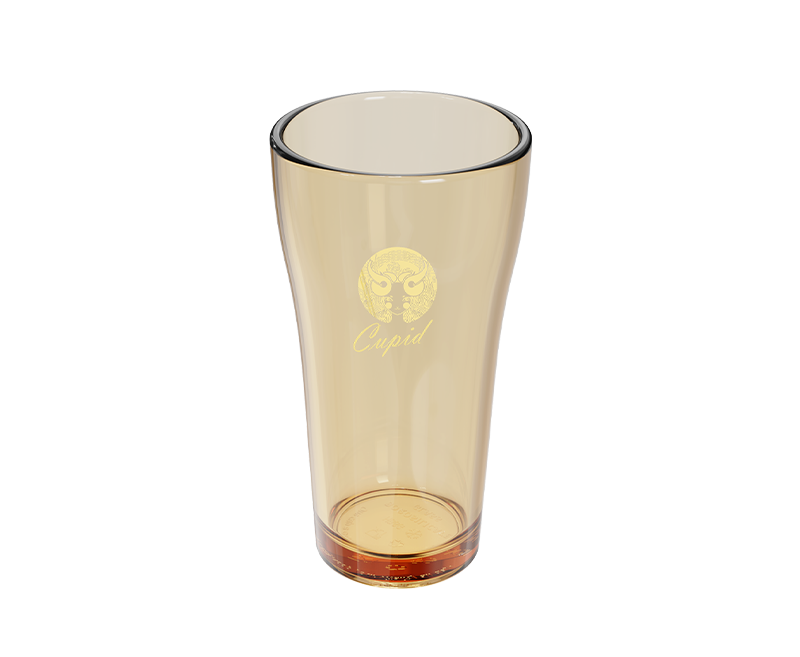Smooth Amber Borosilicate Glass Tumbler with Gold Print – 350 ml, product code 5500