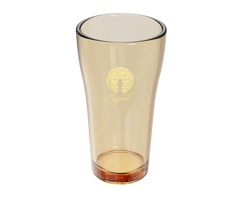 Smooth Amber Borosilicate Glass Tumbler with Gold Print – 500 ml, product code 5501